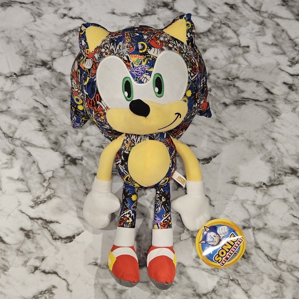 Sonic‎ The Hedgehog Plush 18" SEGA Comic Print Large Stuffed Toy